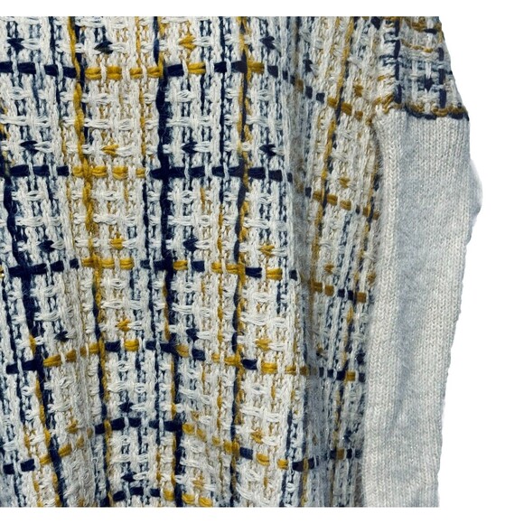 Tea N Rose Fringe Sweater Blue Gold Cream w Metallic Women's One Size Fits Most - Picture 3 of 9